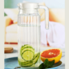 1.1L Xiangyue Square Striped Cold Water Pitcher Transparent